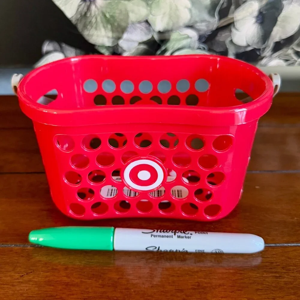 NEW 2-Pc Target Mini Shopping Basket - RED